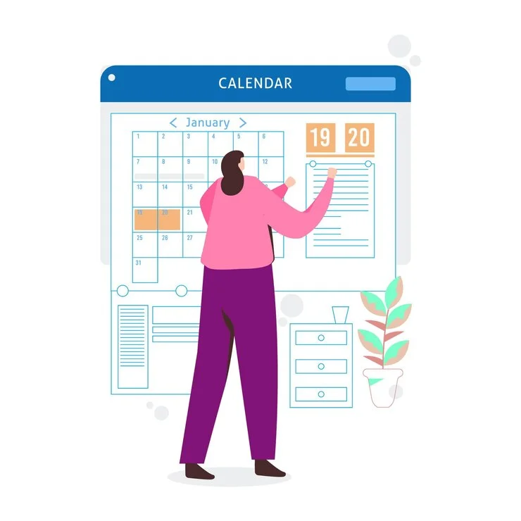 Online appointment booking calendar showing available time slots and scheduling options